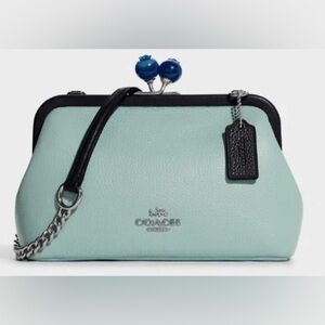 $350 Coach Nora Kisslock Crossbody Clutch Bag Blueberry Teal Midnight